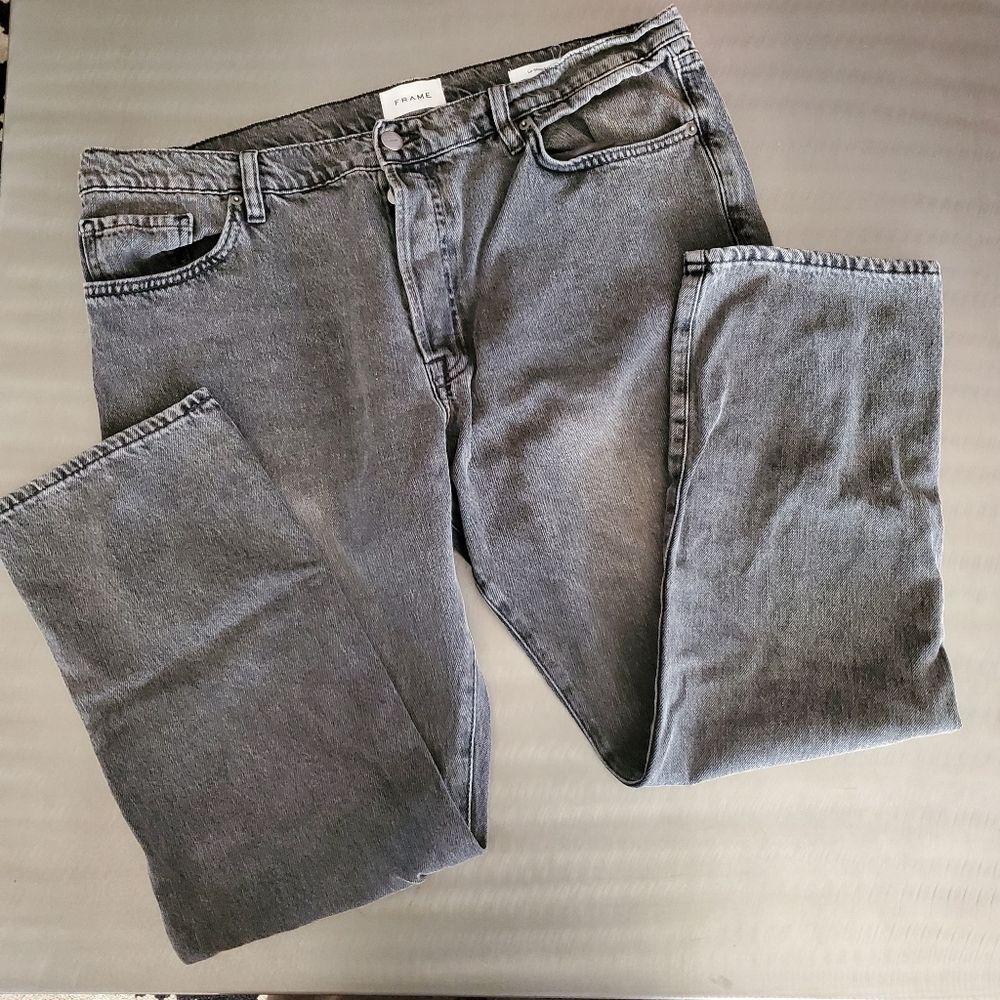 FRAME Le Slouch Low Rise Straight Leg Boyfriend Jeans Ozone Gray Size 33